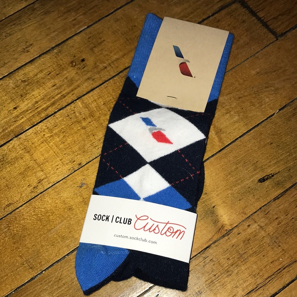 Sock‎ Club Custom Men’s Argyle Crew Socks - Blue, White, Black